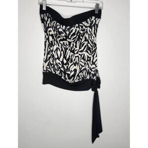 K Too Strapless Top Womens Large Black White Zebra Print Side Tie Made in USA